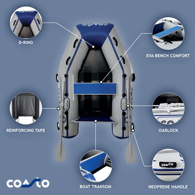 Bote insuflável SLAT com lâminas de carbono Branco/azul Coasto